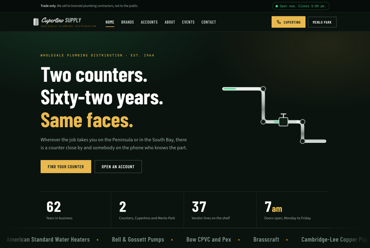 Cupertino Supply redesign — Night Shift concept